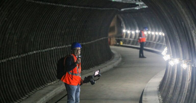 Inside the tunnels running under The Mailbox in Birmingham
