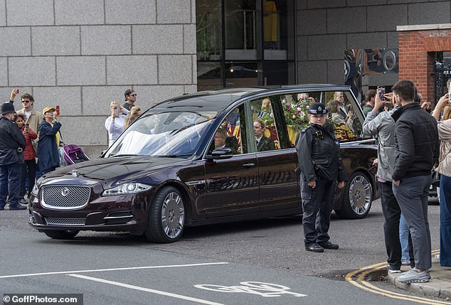 The Duchess of Kent’s coffin is carried out of Kensington Palace for poignant private vigil ahead of Westminster Cathedral funeral after her death aged 92