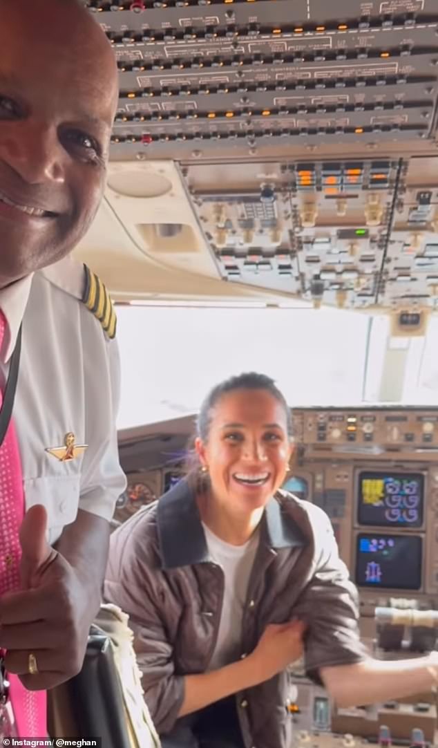 Meghan Markle is accused of ‘copying’ Kate Middleton after having photographs taken with pilots in the cockpit of a plane – days after the Princess’s RAF base visit