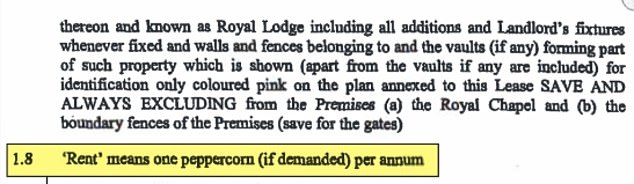 Prince Andrew’s Royal Lodge lease agreement was redacted to conceal ‘peppercorn rent’ when it was submitted 20 years ago