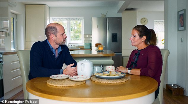 Prince William fights back tears as he speaks to grieving widow about losing her husband to suicide – just days after their baby died