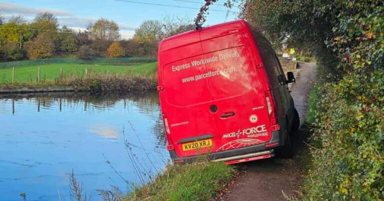Royal Mail reveal why Parcelforce van ended up on canal towpath