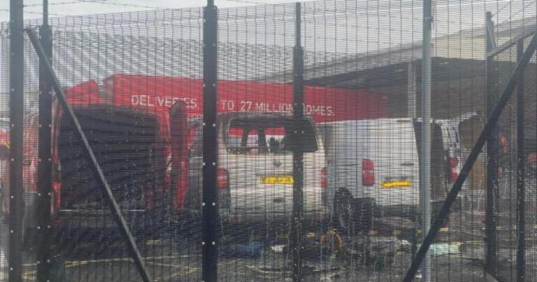 Royal Mail vans in Station Approach, Hereford, were “well alight”