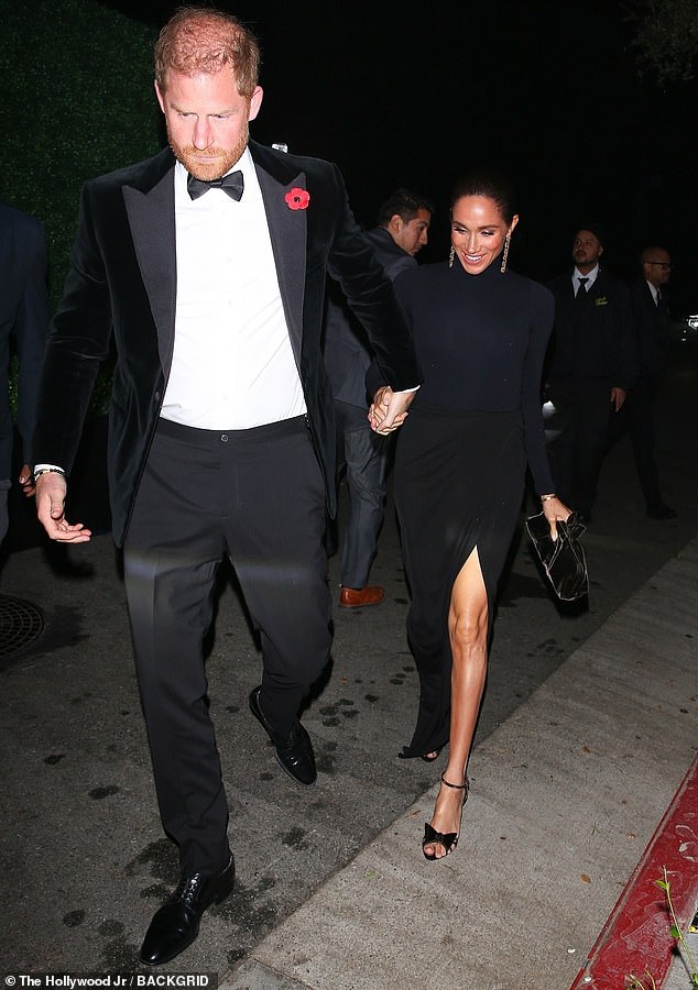 A world away from Royal duty: Prince Harry seems ‘fed up of being paraded’ and unable to ‘stage rictus grin’ as he and poppy-less Meghan visit Kris Jenner’s 70th on the eve of Remembrance Sunday