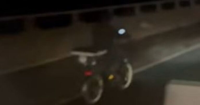Moment delivery driver on e-bike casually rides down M6 in Birmingham