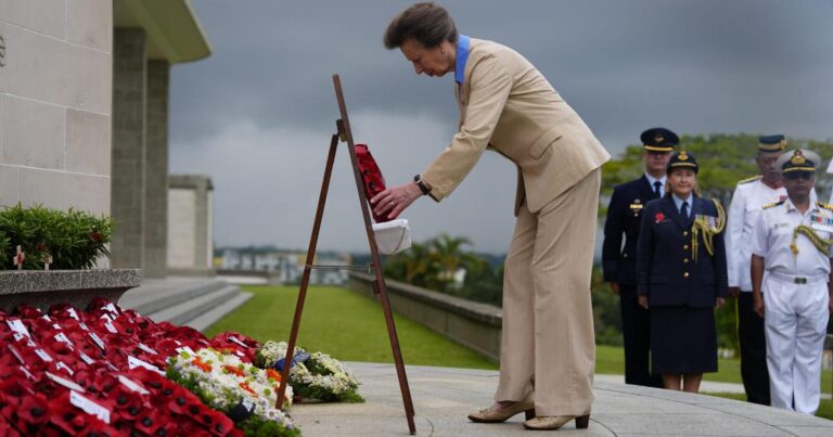 Princess Royal lays wreath in solemn moment with veterans in Singapore