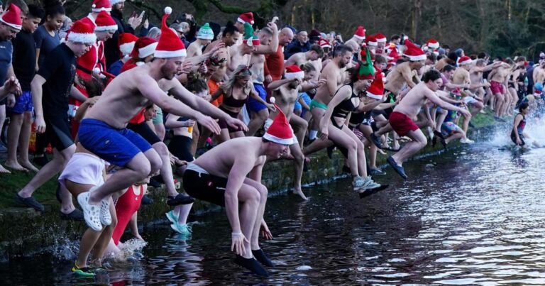 In Pictures: Hardy swimmers and royal watchers brave cold Christmas Day