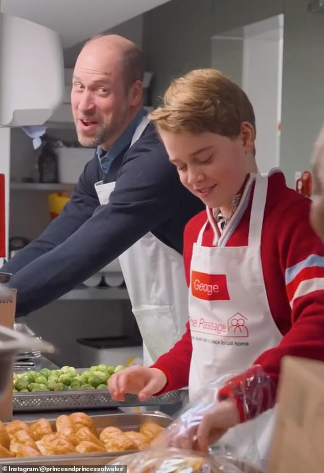 Royal fans spot touching gesture during Prince William and George’s Christmas visit to homeless shelter