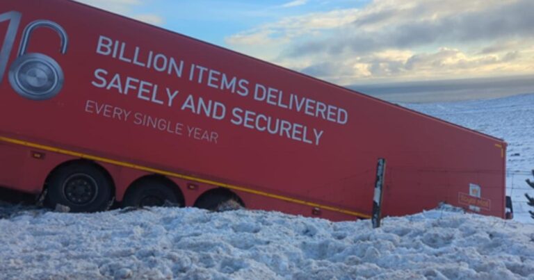 Major Highland road closed after Royal Mail lorry crash