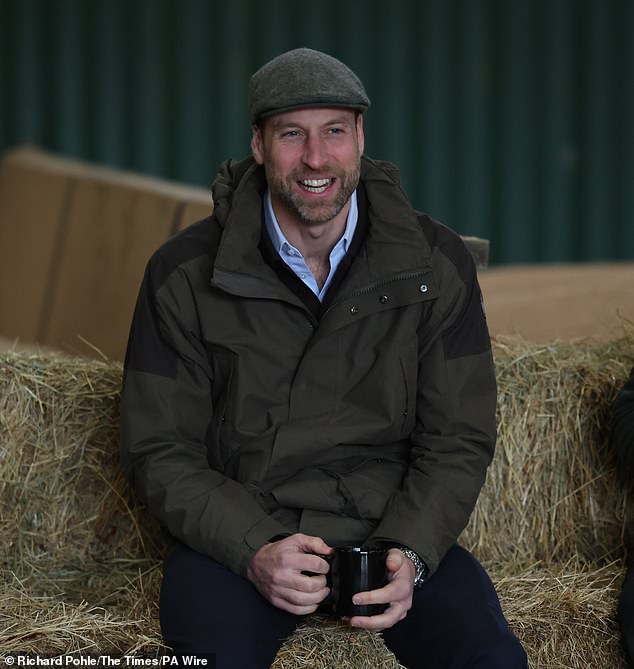 Prince William mucks in: Royal goes rural as he helps out on the farm to highlight importance of mental health support to nation’s agricultural workers