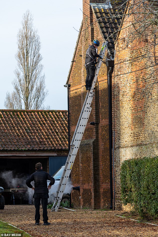 Workers install Sky TV and security fence at ‘Andrew Mountbatten-Windsor’s next home’ on Sandringham farm as he prepares to leave Royal Lodge