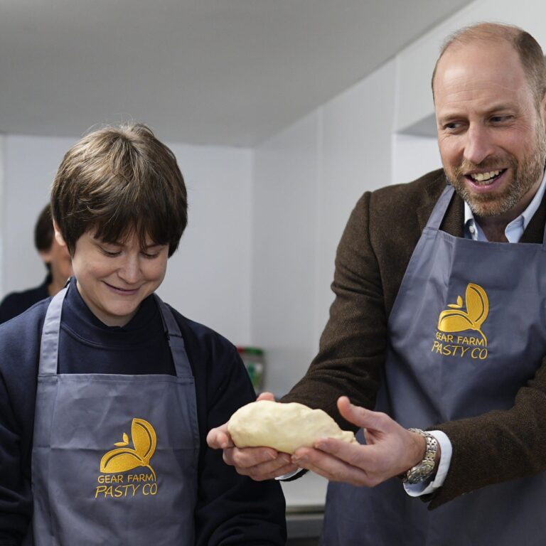 William jokes with customer while taking Cornish pasty order on St Piran’s Day